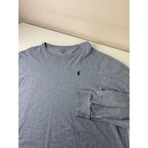 Mens Polo Ralph Lauren Blue Long Sleeve Custom Fit T-Shirt Size XL Pony Logo